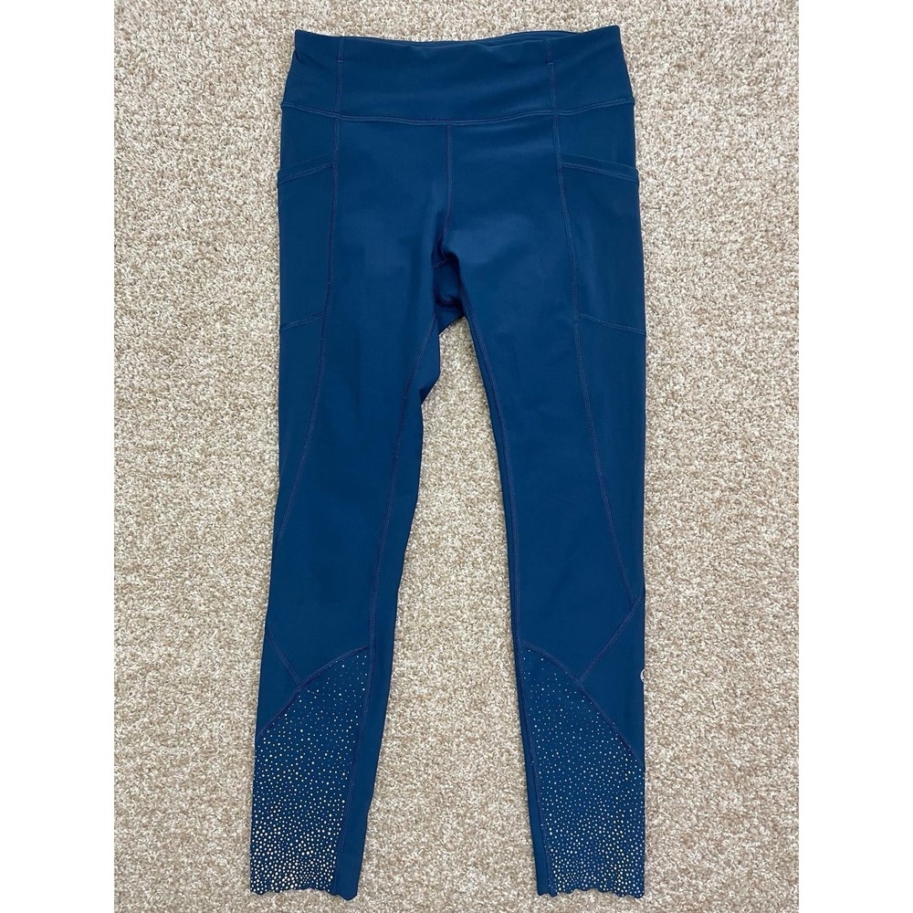 LULULEMON Tight Stuff Tight II size 4 Blue Womens Athletic Crop 24"